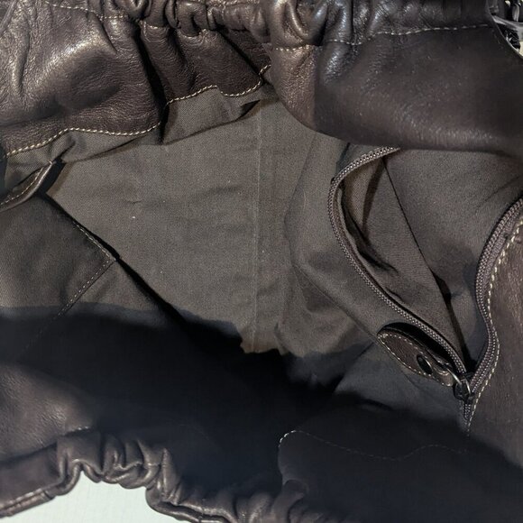 ROBERTA GANDOLFI  Chain Brown Leather Shoulder Bag Satchel Purse - Picture 3 of 8